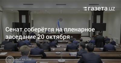 Сенат соберётся на пленарное заседание 20 октября - gazeta.uz - Узбекистан