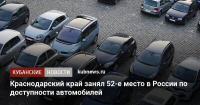 Краснодарский край занял 52-е место в России по доступности автомобилей - kubnews.ru - Россия - Краснодарский край