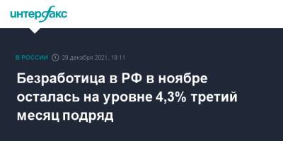 Безработица в РФ в ноябре осталась на уровне 4,3% третий месяц подряд - interfax.ru - Россия - Москва