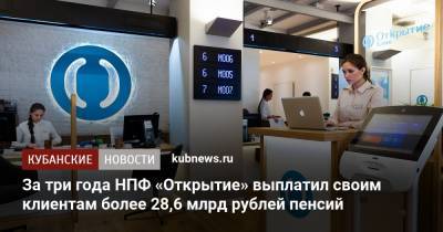 За три года НПФ «Открытие» выплатил своим клиентам более 28,6 млрд рублей пенсий - kubnews.ru