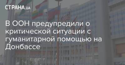 В ООН предупредили о критической ситуации с гуманитарной помощью на Донбассе - strana.ua - Украина