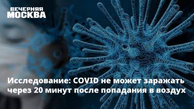 Исследование: COVID не может заражать через 20 минут после попадания в воздух - vm.ru