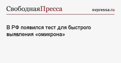 Владимир Болибок - В РФ появился тест для быстрого выявления «омикрона» - svpressa.ru - Россия
