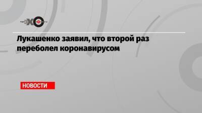 Лукашенко заявил, что второй раз переболел коронавирусом - echo.msk.ru - Белоруссия