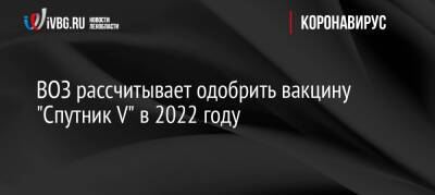 Мелита Вуйнович - ВОЗ рассчитывает одобрить вакцину «Спутник V» в 2022 году - ivbg.ru - Россия - Украина