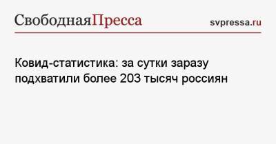 Ковид-статистика: за сутки заразу подхватили более 203 тысяч россиян - svpressa.ru - Россия