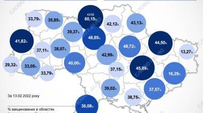 Карта вакцинации: ситуация в областях Украины на 14 февраля - ru.slovoidilo.ua - Украина