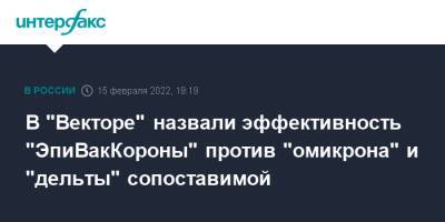 В "Векторе" назвали эффективность "ЭпиВакКороны" против "омикрона" и "дельты" сопоставимой - interfax.ru - Москва