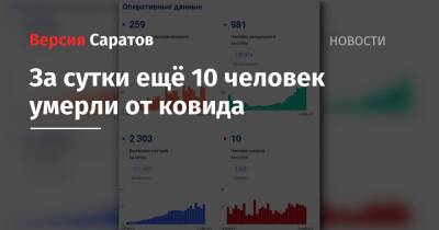 За сутки ещё 10 жителей региона умерли от ковида - nversia.ru - Саратовская обл.